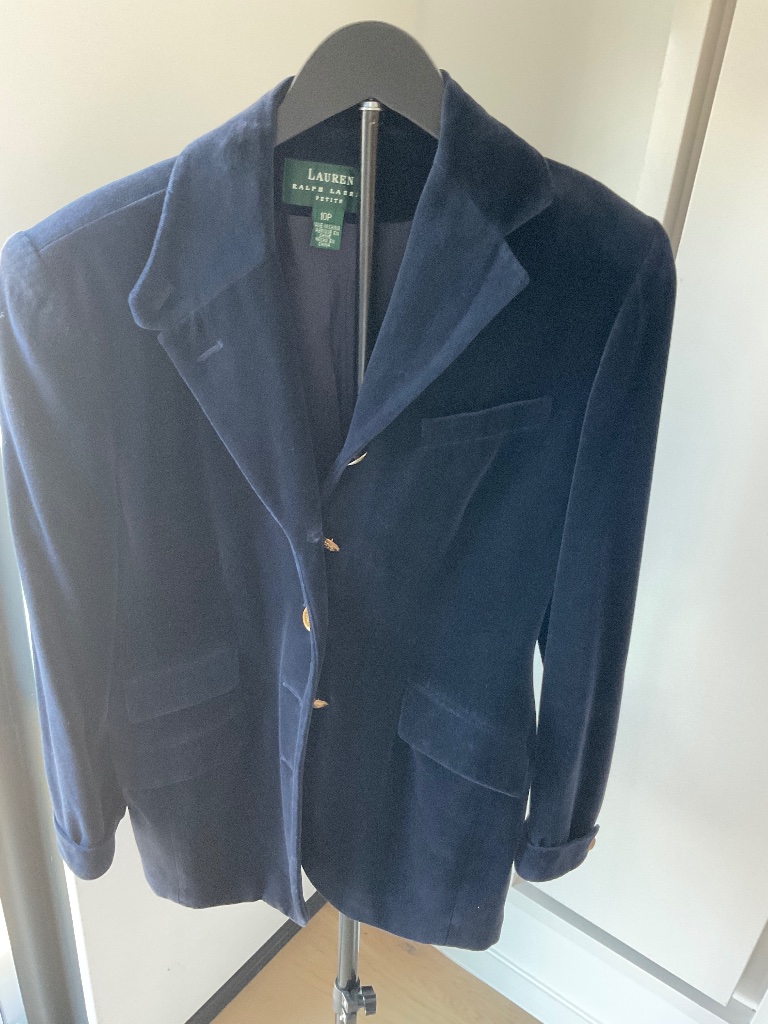 Lauren Ralph Lauren Navy Velvet Blazer Petite Size 10